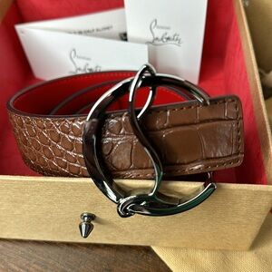 Christian Louboutin Belt size 70 with Gunmetal Logo Buckle Dust bag and box